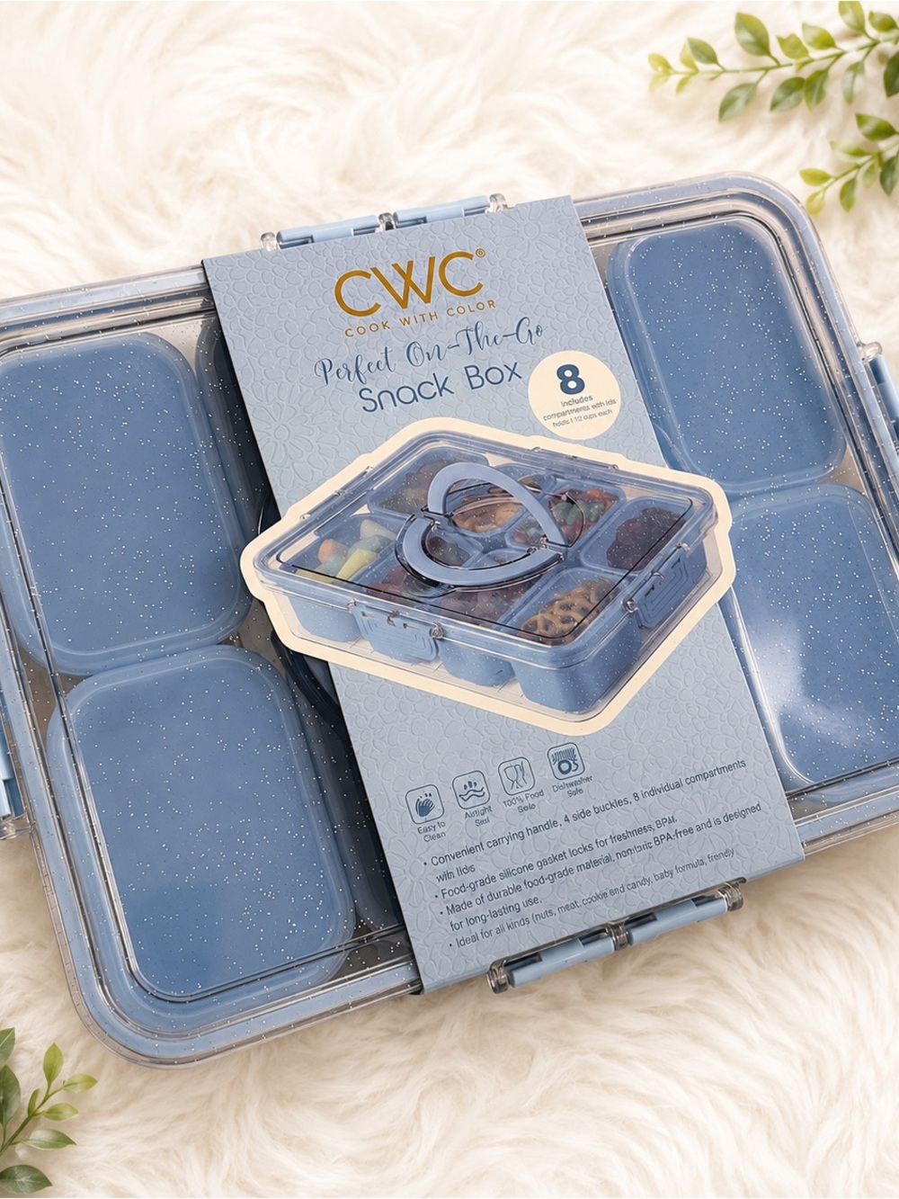 CWC Blue Compartment Snack Box - Portable Food Storage